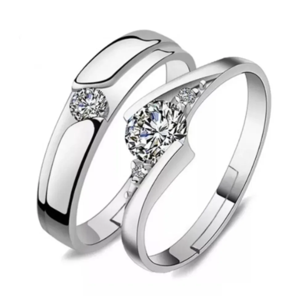 2 Rings 925 Sterling Silver Ring Crossed Simple Minimalist Engagement Rings Open - Picture 2 of 3